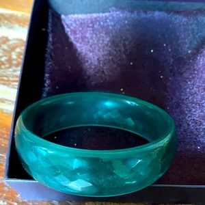 Teal/Green/Blue Faceted Acetate Bangle Bracelet